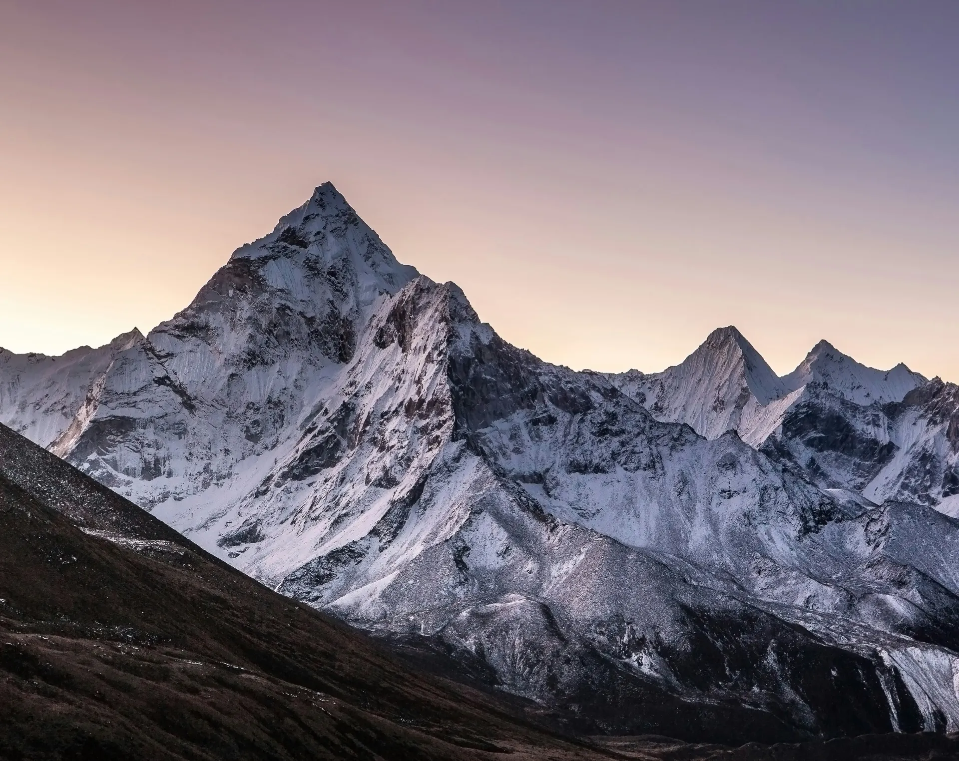 Ama Dablam's summit pyramid at dawn